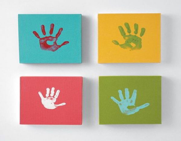 pintura dactilar para niños cuadros con mano de niños